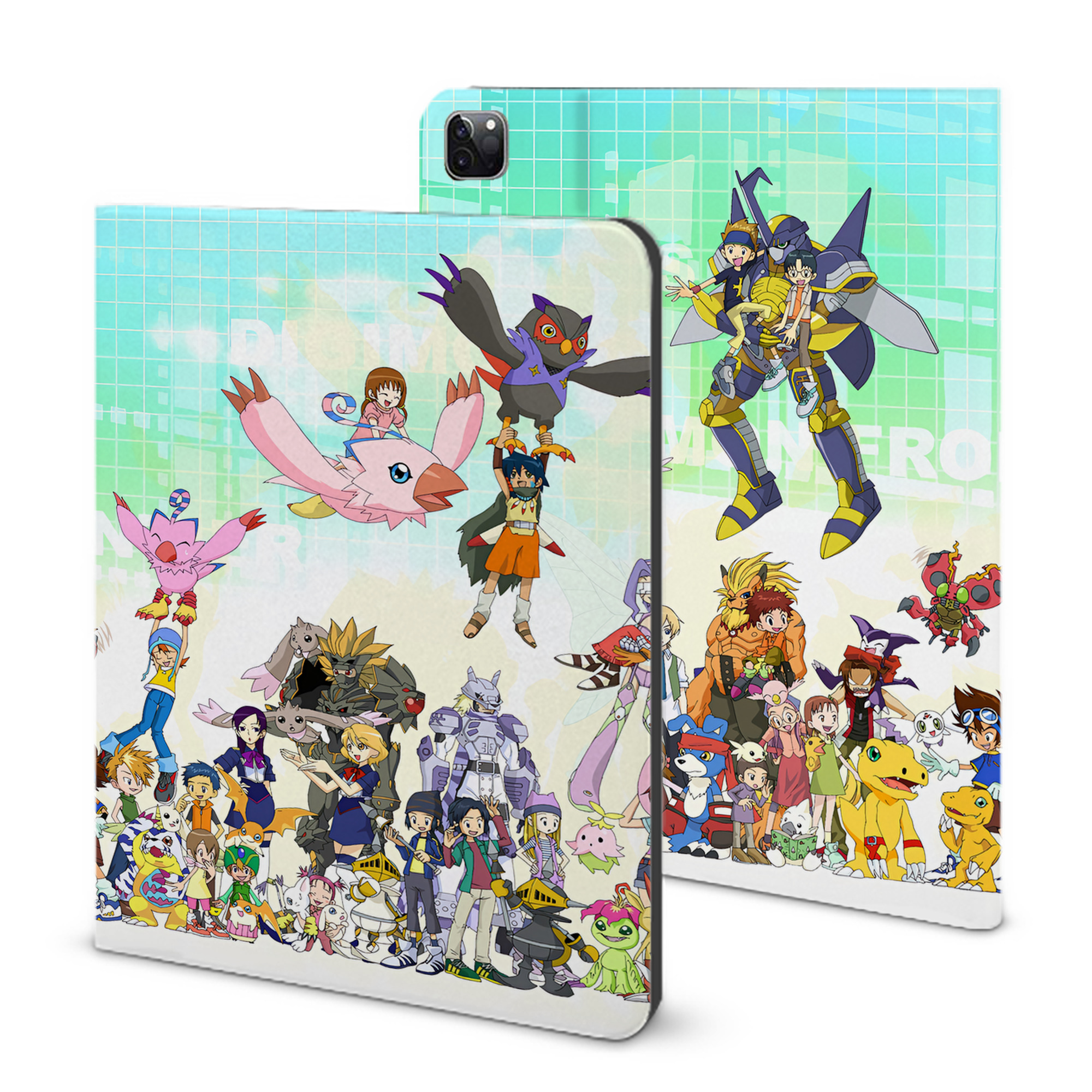 （画像用） Digimon デジタルモンスター/デジモン IPad ケース ブック型 PUレザー TPU 耐衝撃 軽量 薄型 ペン収納なし 全面保護 IPad 各モデル対応